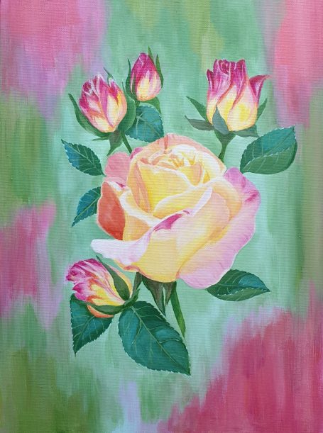 Colourfocus Farbintensive Rose mit Blütenknospen